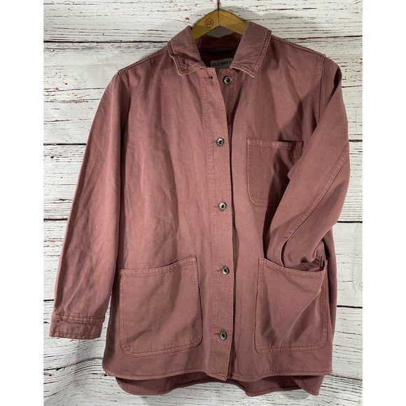 Old Navy Classic Denim Jean Jacket Size 2X Mauve Pink Oversized Pockets Button - Picture 1 of 16